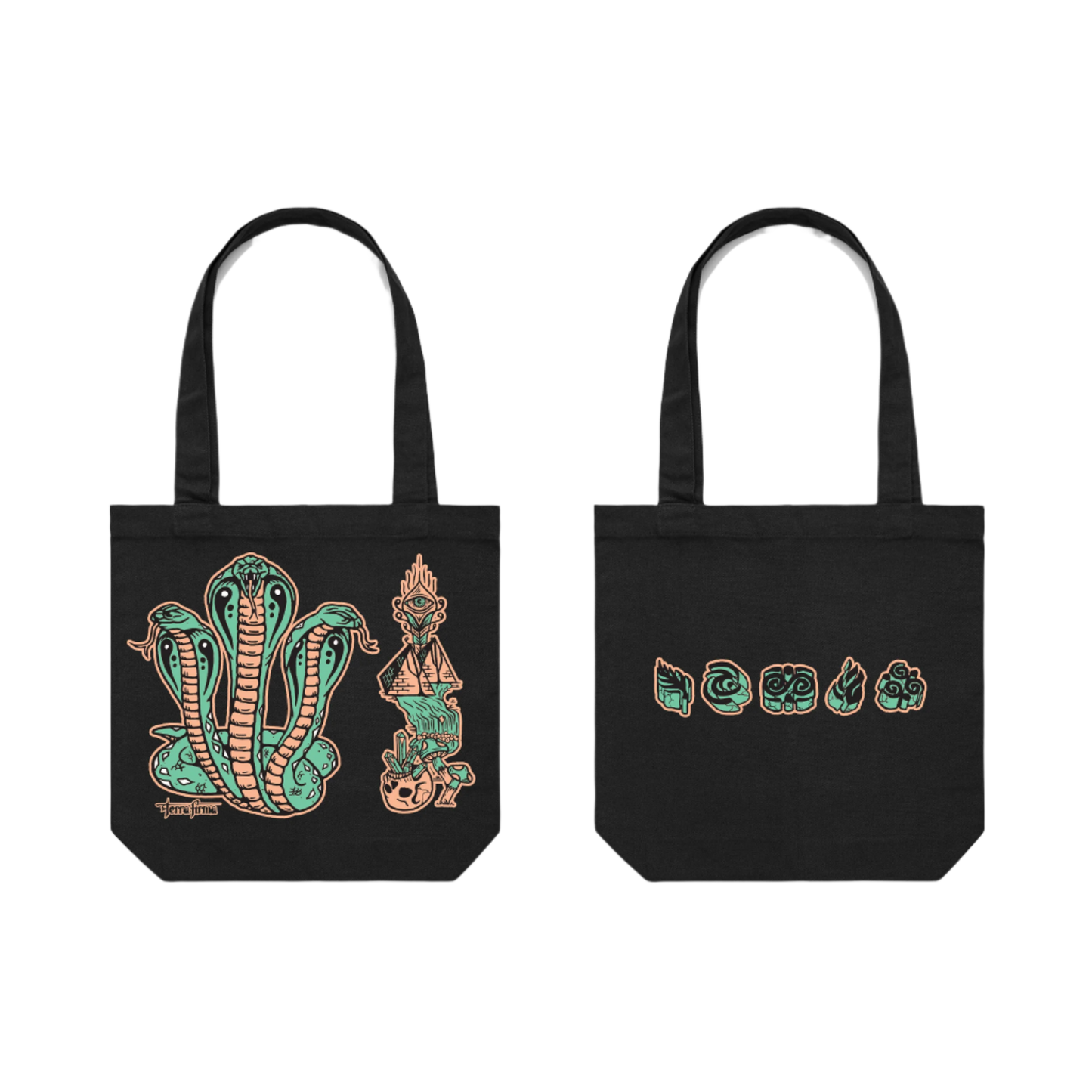 Snakes Black Tote Bag