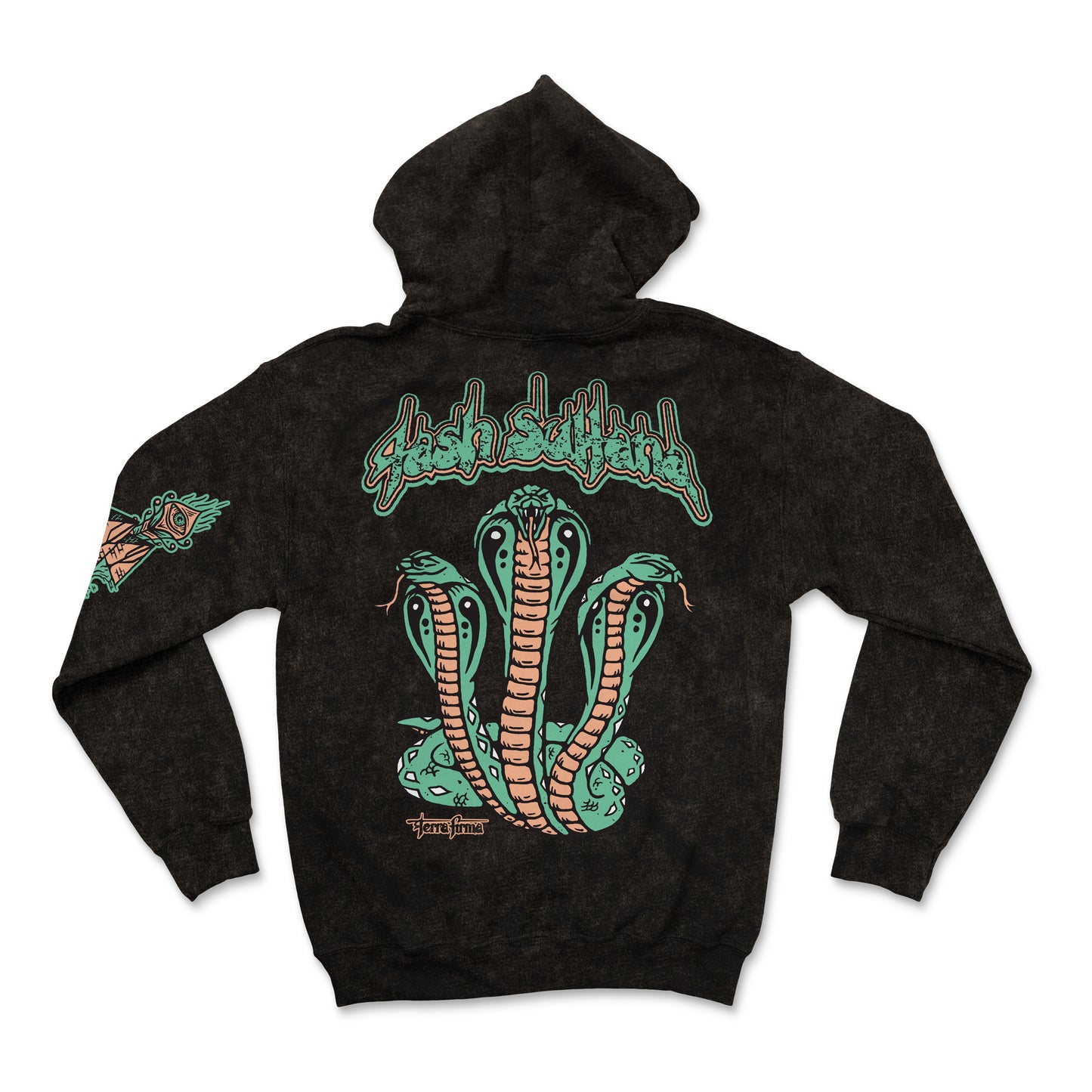 Snakes Black Mineral Wash Hoodie