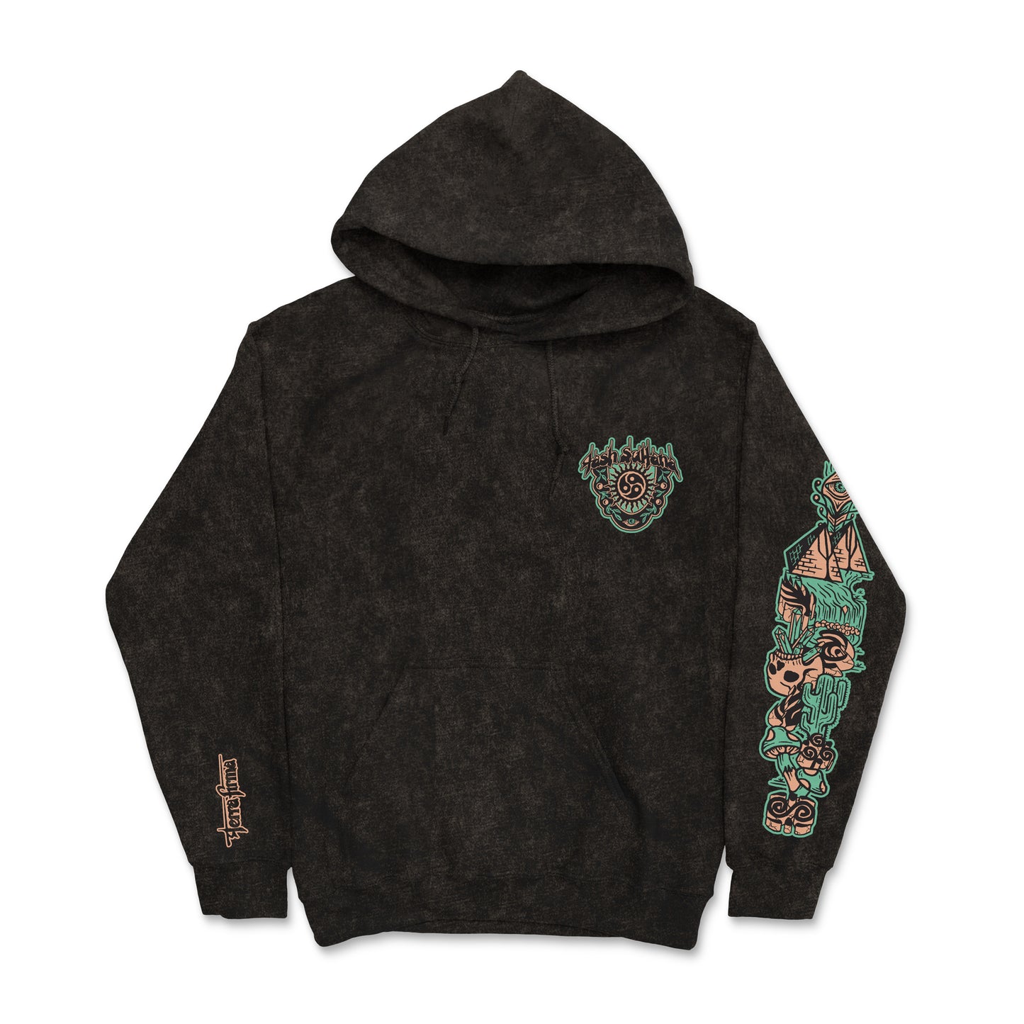Snakes Black Mineral Wash Hoodie